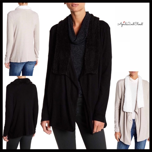 Susina Sweaters - BLACK LONG DRAPED SHAWL OVERSIZED CARDIGAN A3C